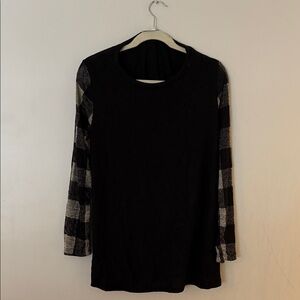 Plaid Sleeve Long Sleeve Women's Top